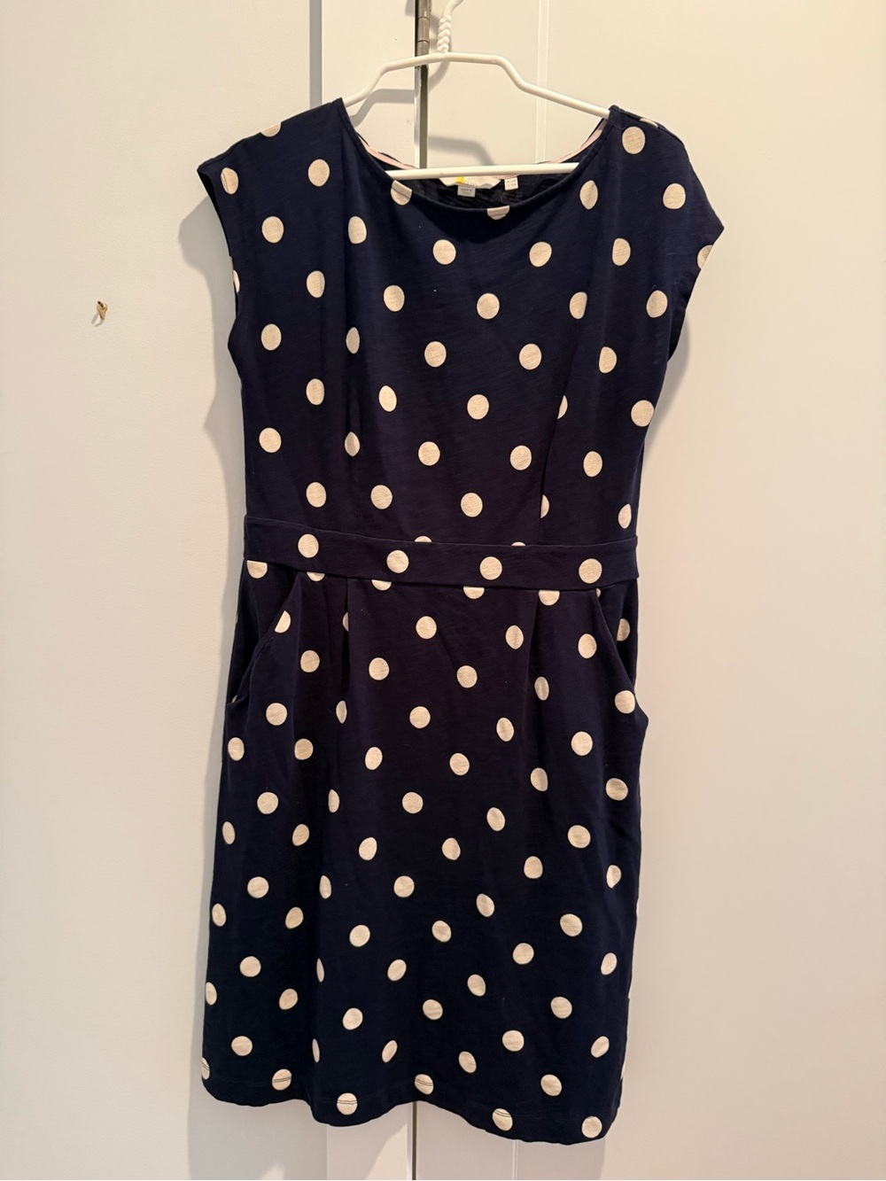Boden Navy Polka Dot Fit-and-Flare Dress